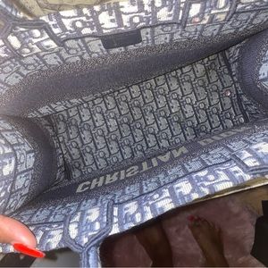 Christian Dior medium size book tote blue logo canvas design